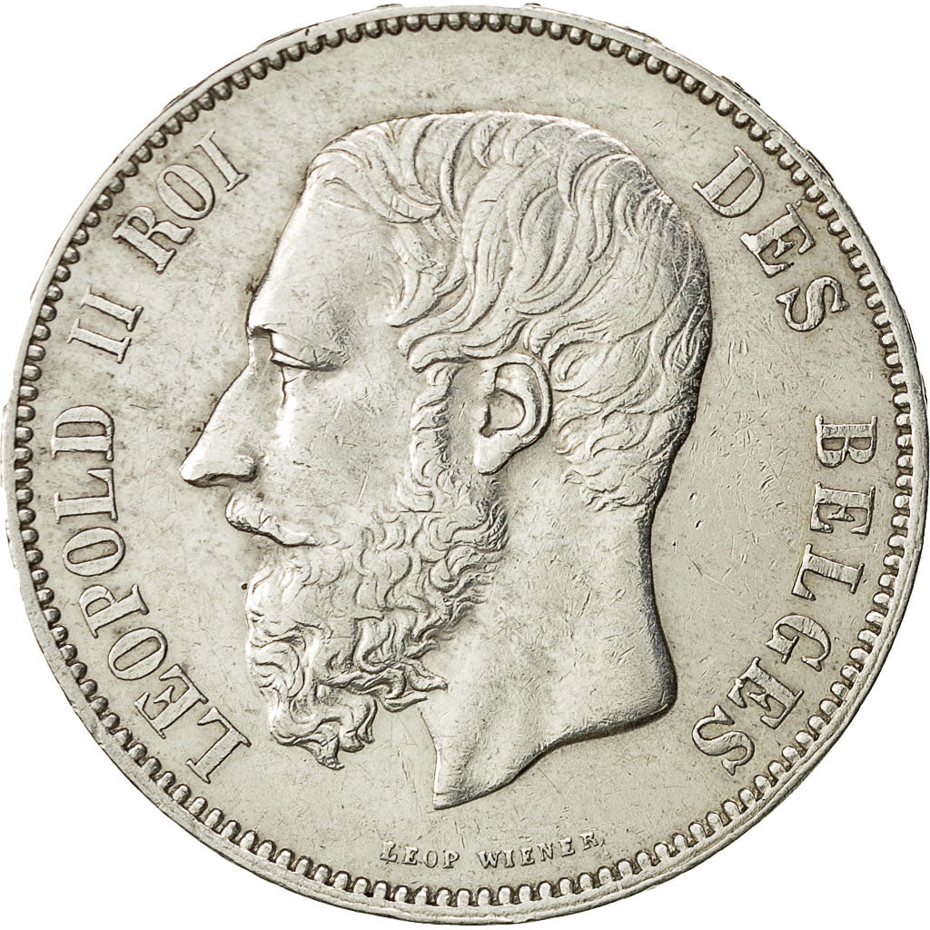 Belgien, Leopold II, 5 Francs, 5 Frank, 1876, SS, Silber, KM:24