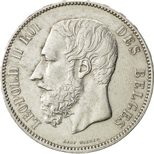 Belgien, Leopold II, 5 Francs, 5 Frank, 1876, SS, Silber, KM:24