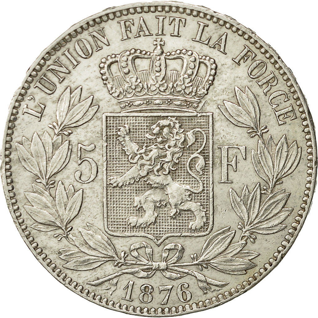 Belgien, Leopold II, 5 Francs, 5 Frank, 1876, SS, Silber, KM:24