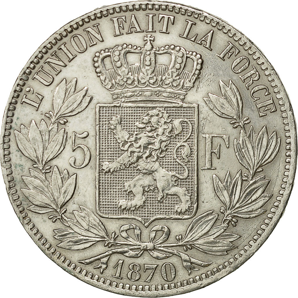 Belgien, Leopold II, 5 Francs, 5 Frank, 1870, SS, Silber, KM:24