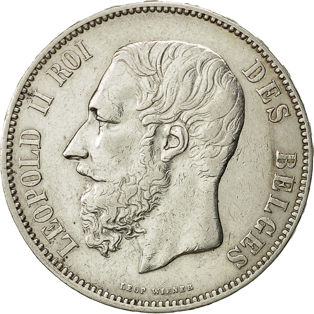 Belgien, Leopold II, 5 Francs, 5 Frank, 1875, SS, Silber, KM:24