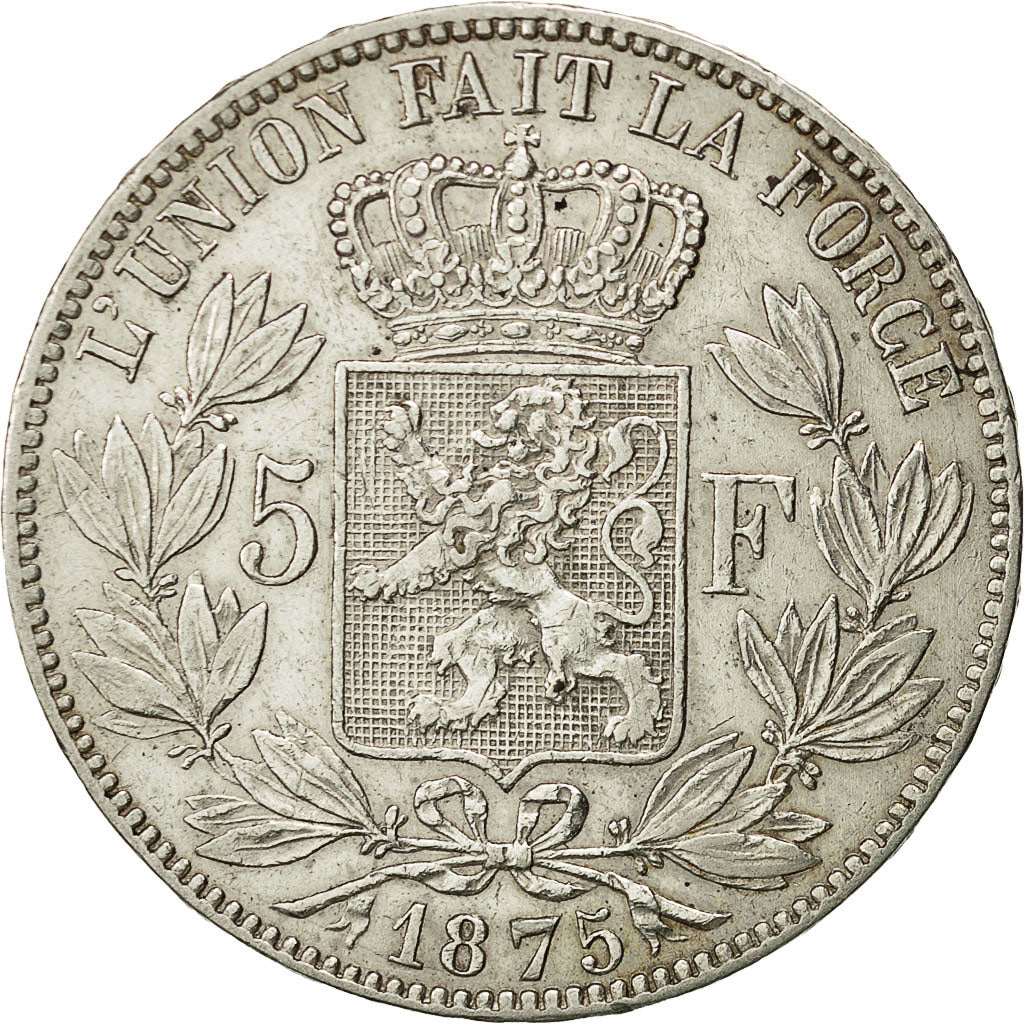 Belgien, Leopold II, 5 Francs, 5 Frank, 1875, SS, Silber, KM:24