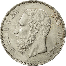 Belgio, Leopold II, 5 Francs, 5 Frank, 1874, SPL-, Argento, KM:24