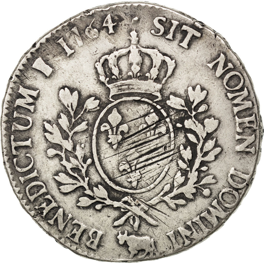 FRANCE, Écu de Béarn au bandeau, ECU, 1764, Pau, KM #518, VF(30-35), Silver, Ga.