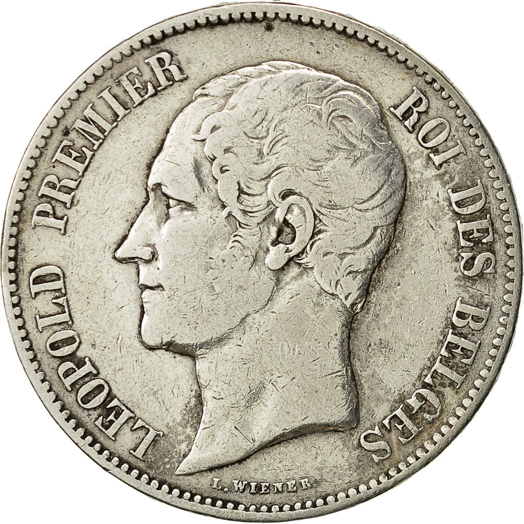 Belgio, Leopold I, 5 Francs, 5 Frank, 1851, MB+, Argento, KM:17
