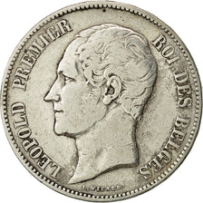 Belgio, Leopold I, 5 Francs, 5 Frank, 1851, MB+, Argento, KM:17