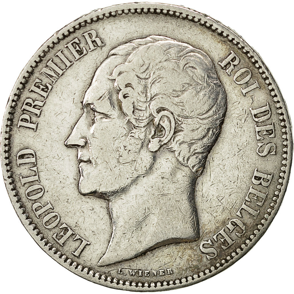 Belgio, Leopold I, 5 Francs, 5 Frank, 1853, MB+, Argento, KM:17