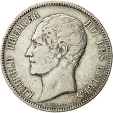 Belgio, Leopold I, 5 Francs, 5 Frank, 1853, MB+, Argento, KM:17