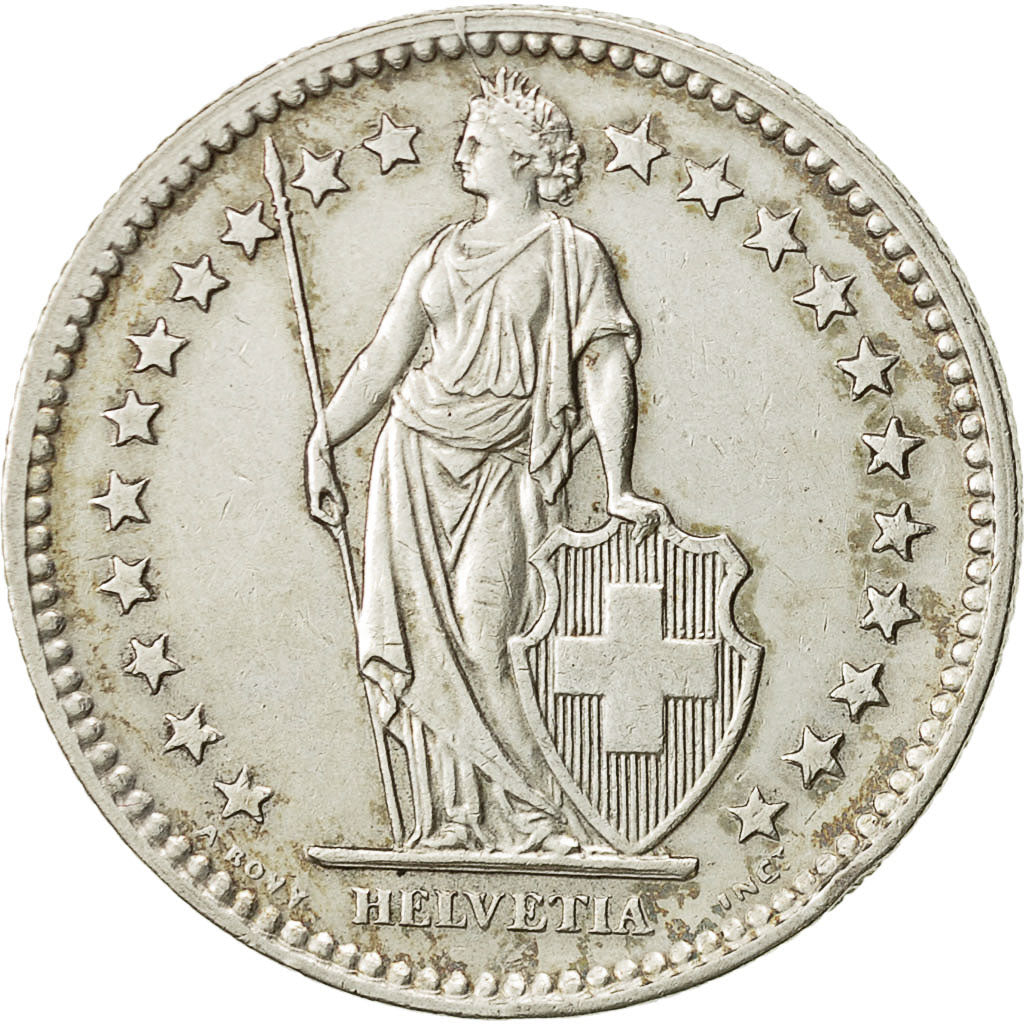 Suiza, 2 Francs, 1945, Bern, EBC, Plata, KM:21