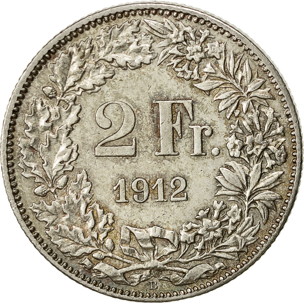 Schweiz, 2 Francs, 1912, Bern, SS+, Silber, KM:21