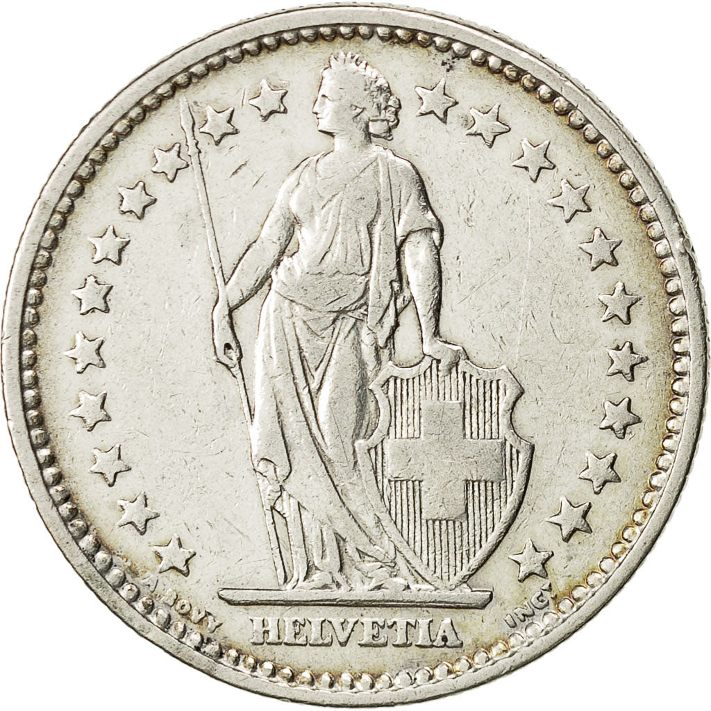Switzerland, 2 Francs, 1907, Bern, EF(40-45), Silver, KM:21