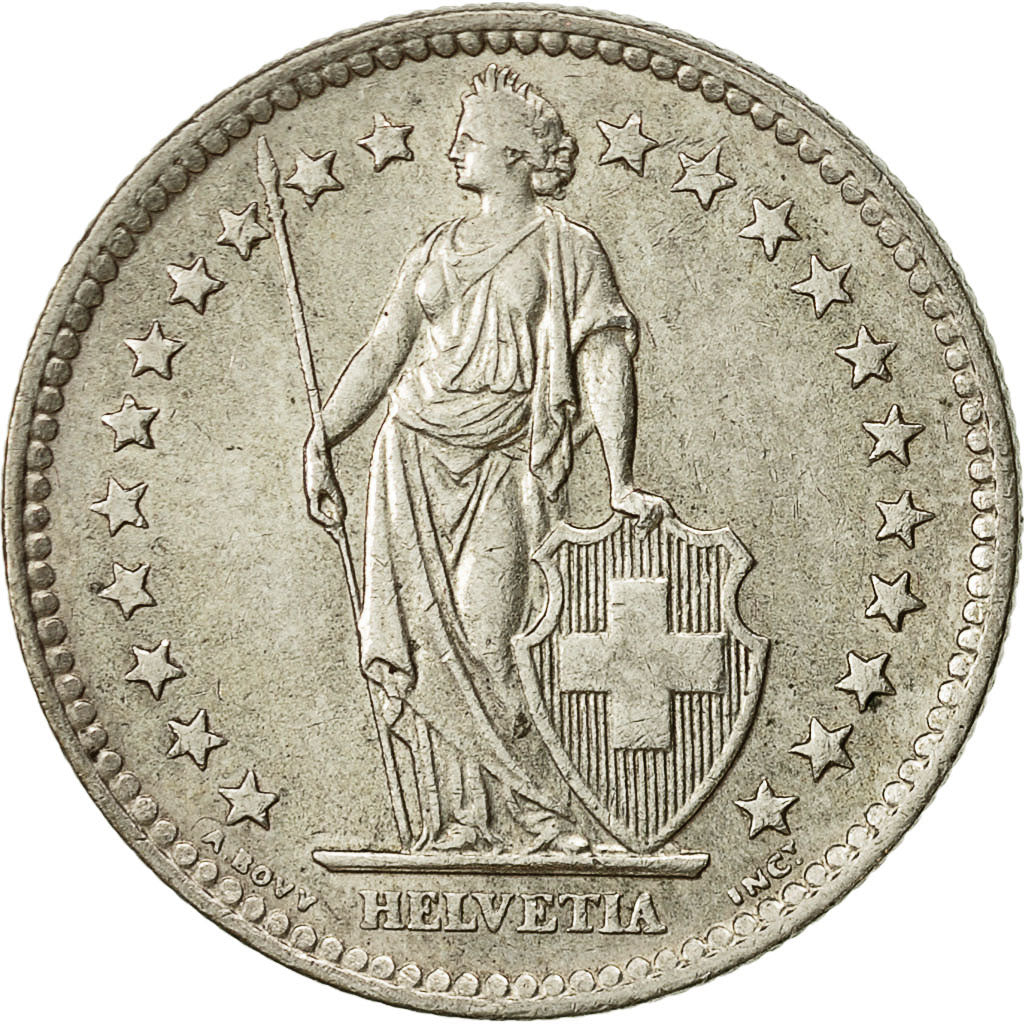 Suiza, 2 Francs, 1964, Bern, MBC, Plata, KM:21
