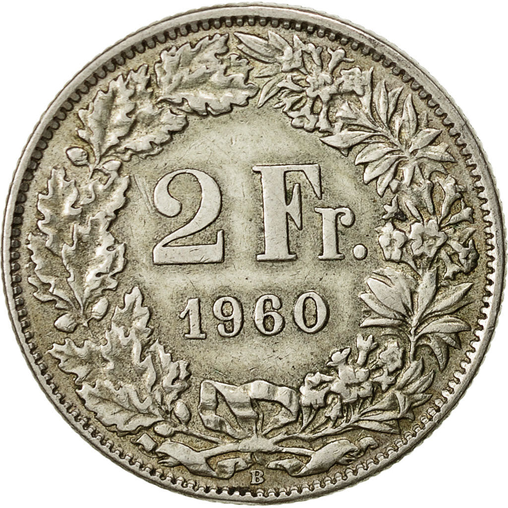 Schweiz, 2 Francs, 1960, Bern, SS, Silber, KM:21