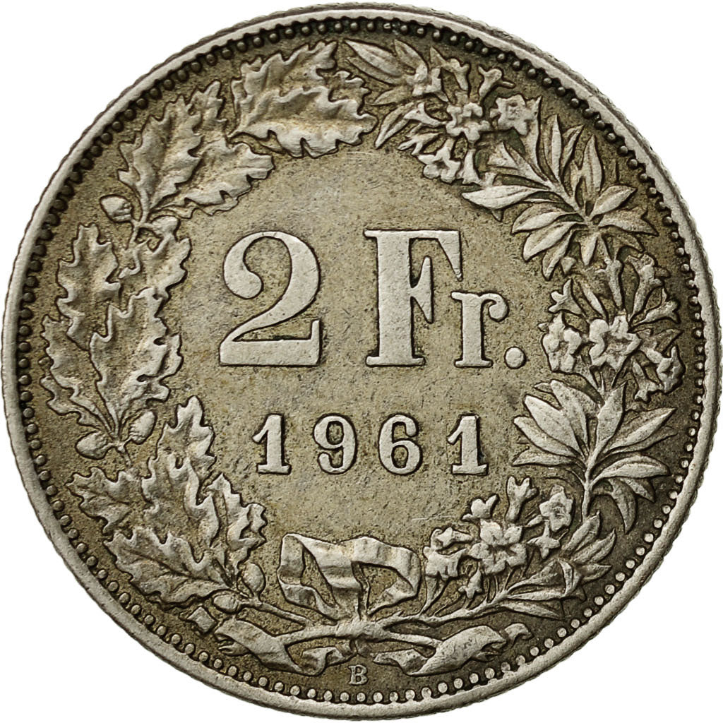 Schweiz, 2 Francs, 1961, Bern, SS, Silber, KM:21