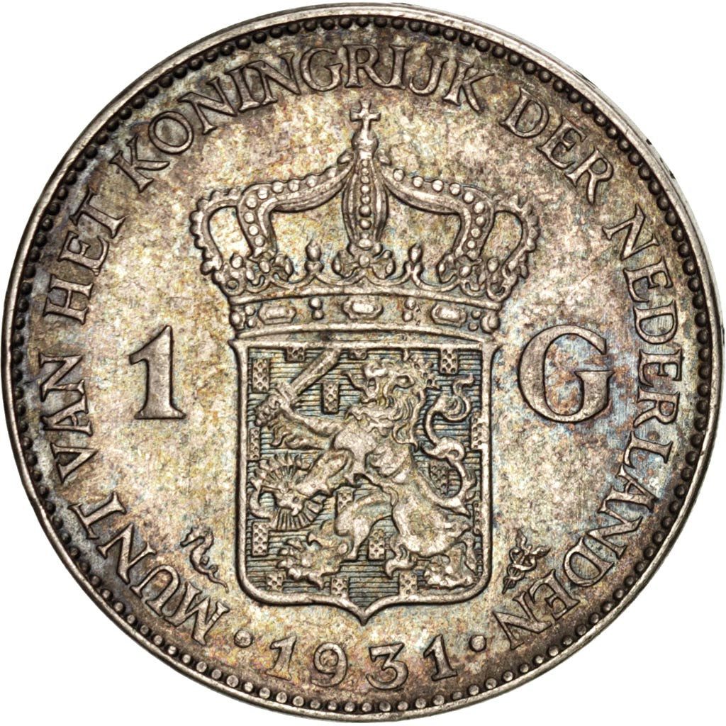 NETHERLANDS, Gulden, 1931, KM #161.1, AU(55-58), Silver, 28, 10.00