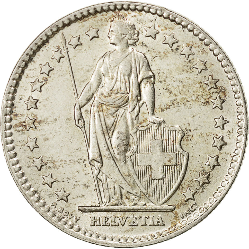 Switzerland, 2 Francs, 1955, Bern, AU(50-53), Silver, KM:21