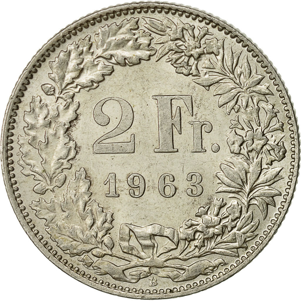 Svizzera, 2 Francs, 1963, Bern, SPL-, Argento, KM:21