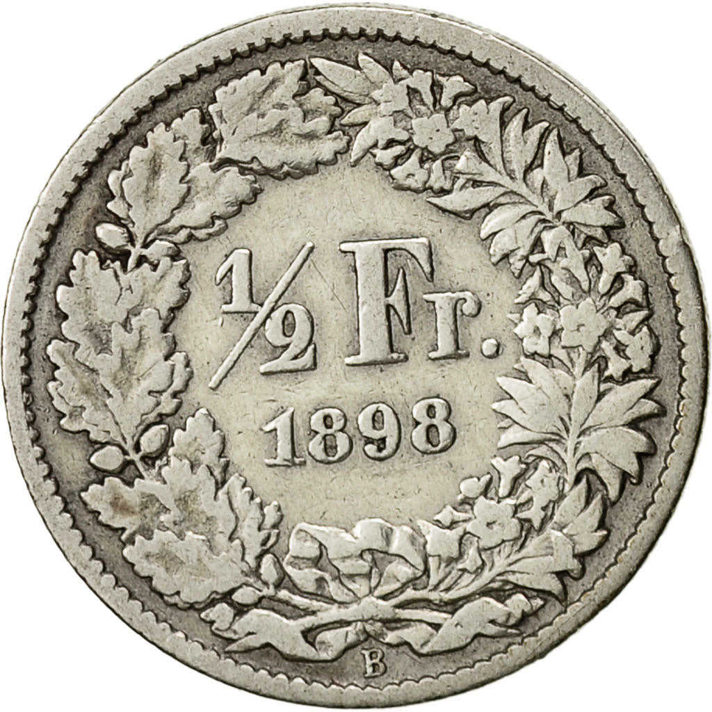Switzerland, 1/2 Franc, 1898, Bern, VF(20-25), Silver, KM:23