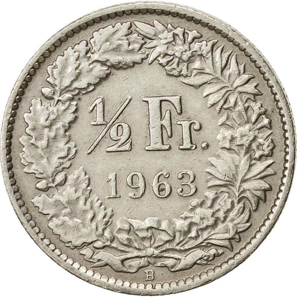 Schweiz, 1/2 Franc, 1963, Bern, SS, Silber, KM:23