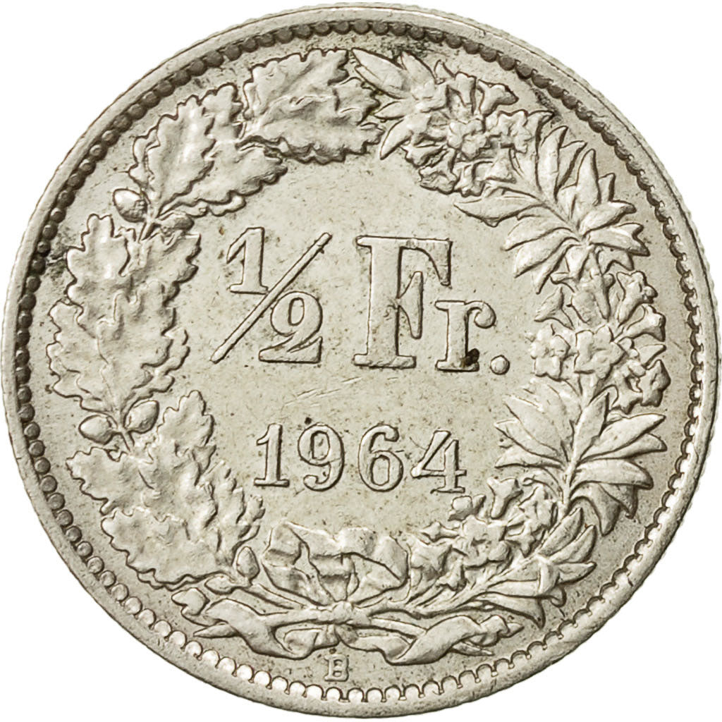 Svizzera, 1/2 Franc, 1964, Bern, BB, Argento, KM:23