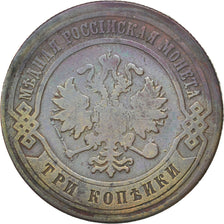 RUSSIA, 3 Kopeks, 1879, Saint-Petersburg, KM #11.2, VF(20-25), Copper, 28, 9.06