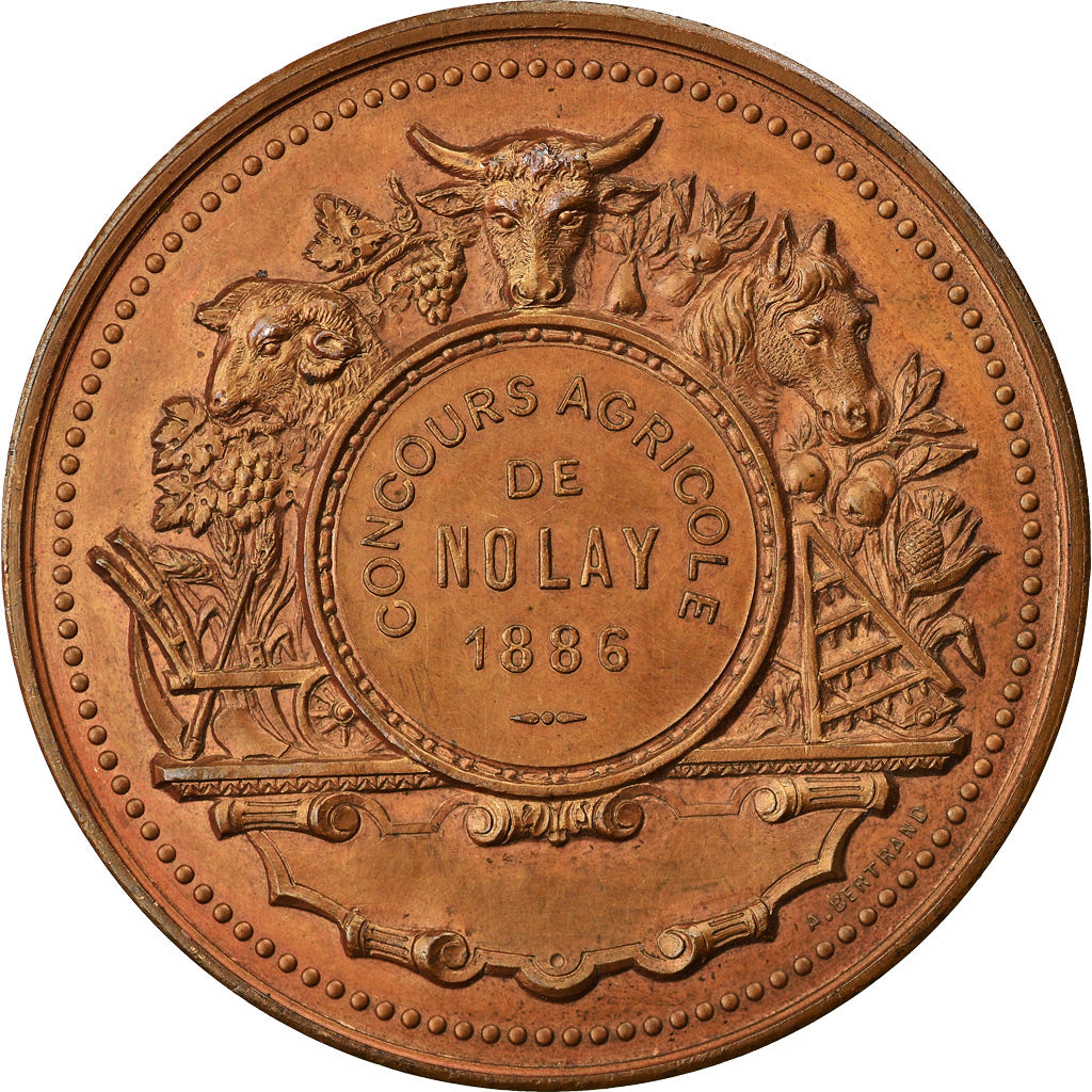 Francia, medalla, Concours Agricole de Nolay, Côte d'Or, 1886, Arthus Bertrand
