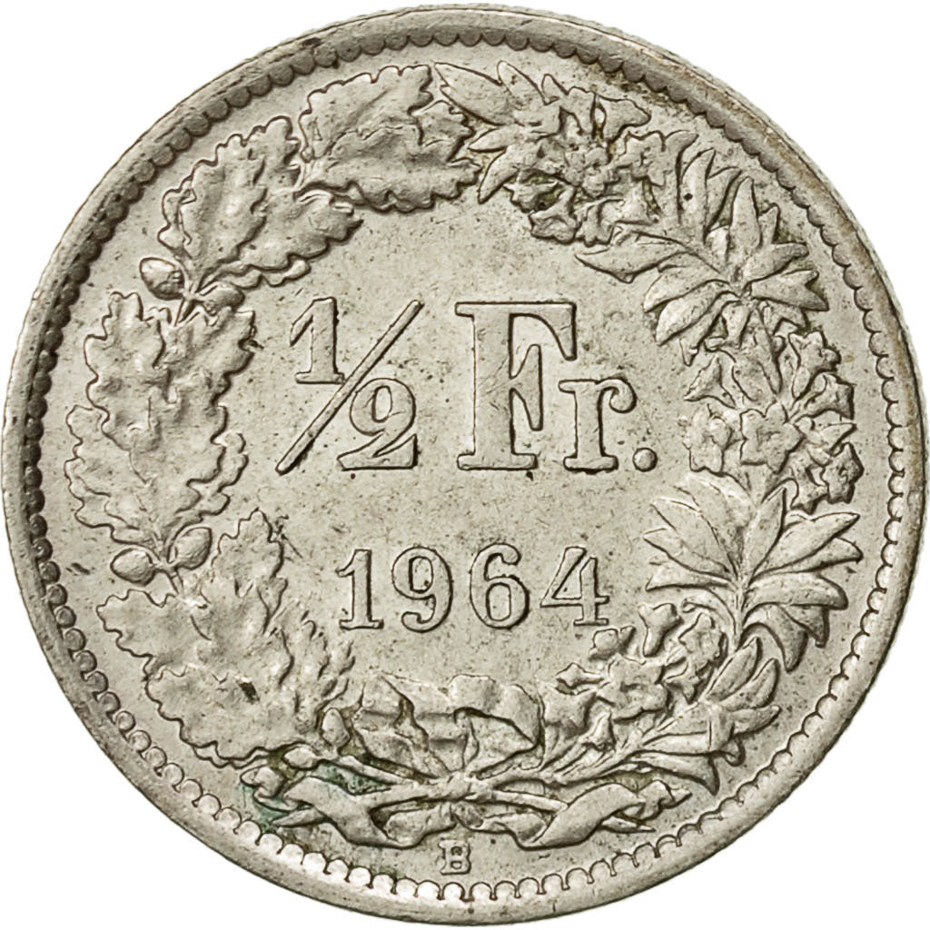 Suiza, 1/2 Franc, 1964, Bern, MBC+, Plata, KM:23