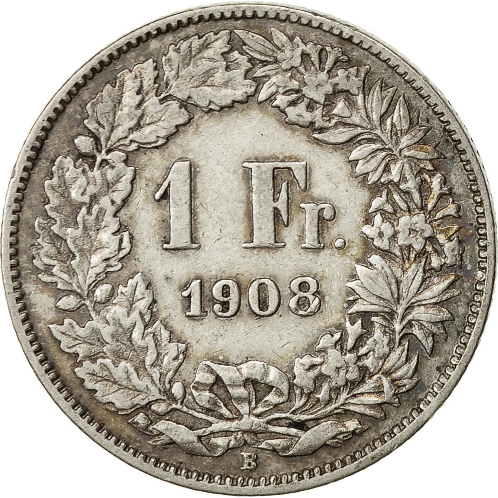 Suiza, Franc, 1908, Bern, MBC, Plata, KM:24
