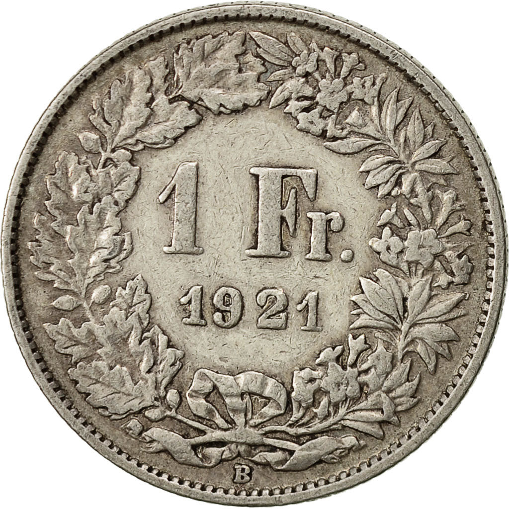 Suiza, Franc, 1921, Bern, BC+, Plata, KM:24