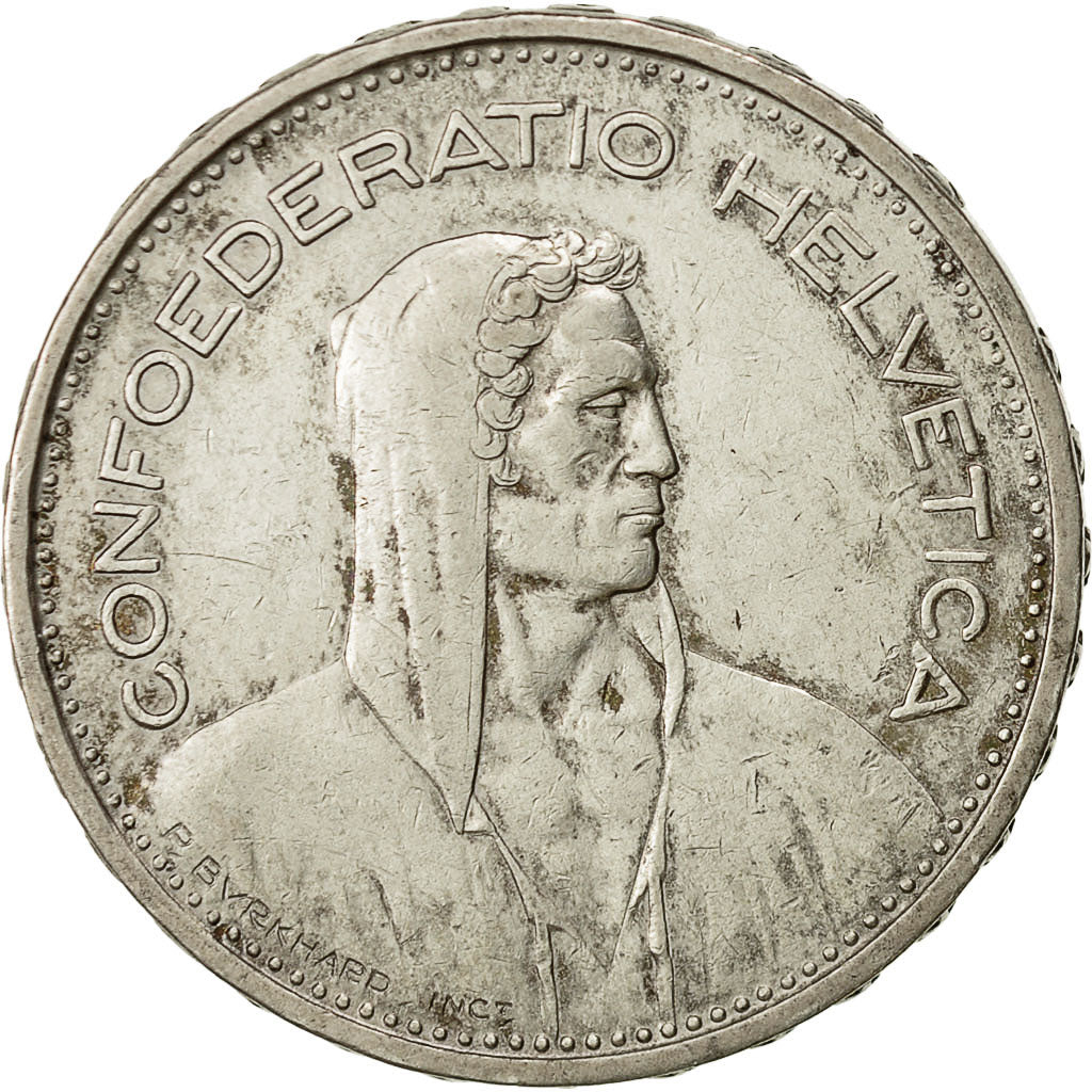 Svizzera, 5 Francs, 1933, Bern, MB, Argento, KM:40
