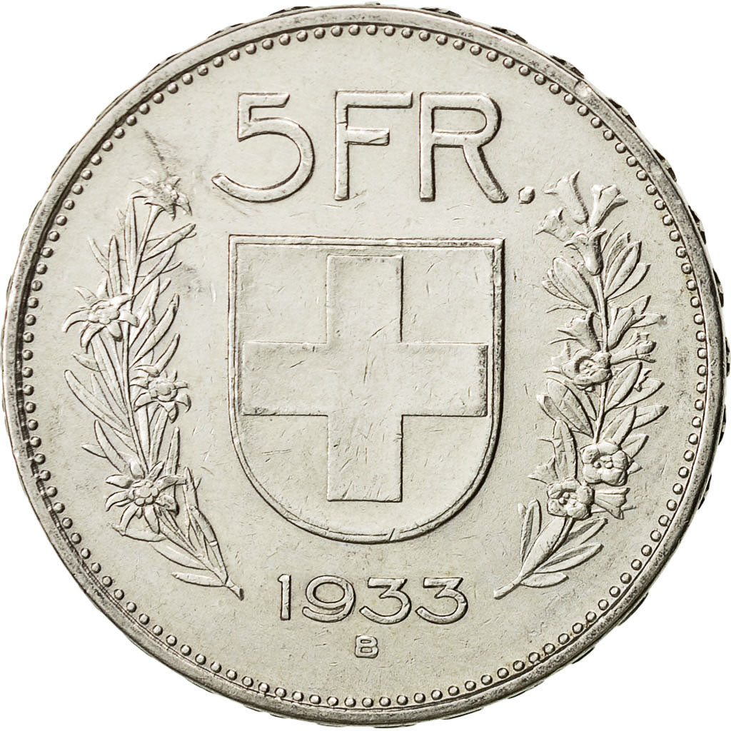 Svizzera, 5 Francs, 1933, Bern, MB, Argento, KM:40