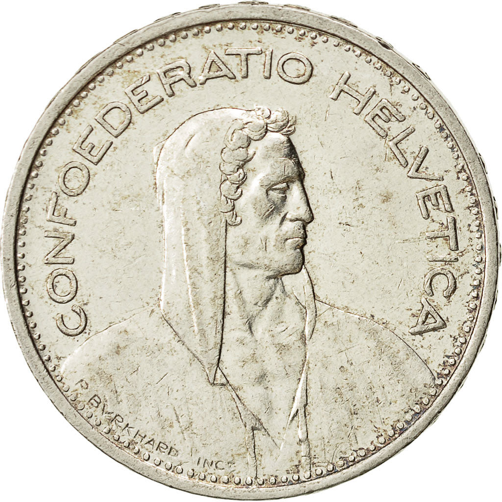 Suiza, 5 Francs, 1953, Bern, BC+, Plata, KM:40