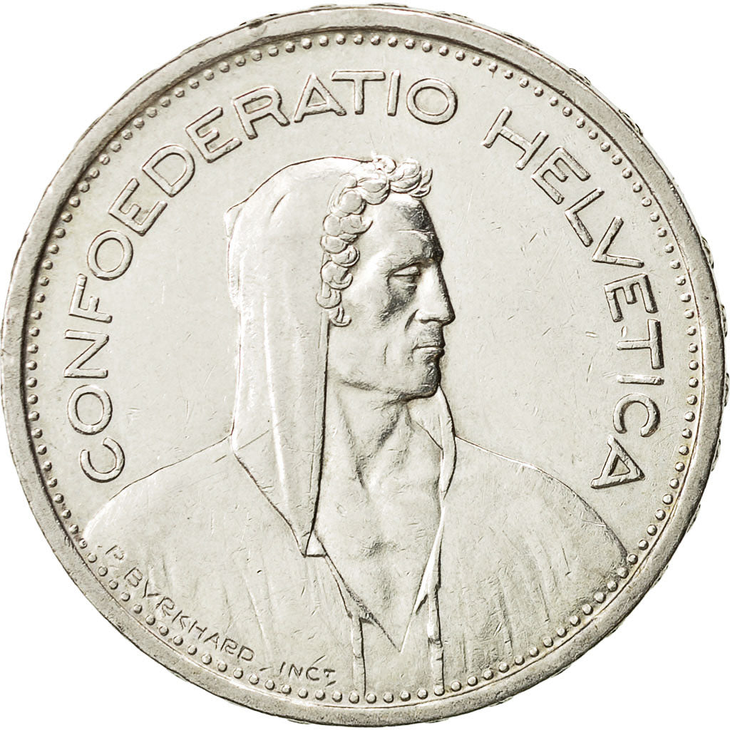 Suiza, 5 Francs, 1954, Bern, BC+, Plata, KM:40