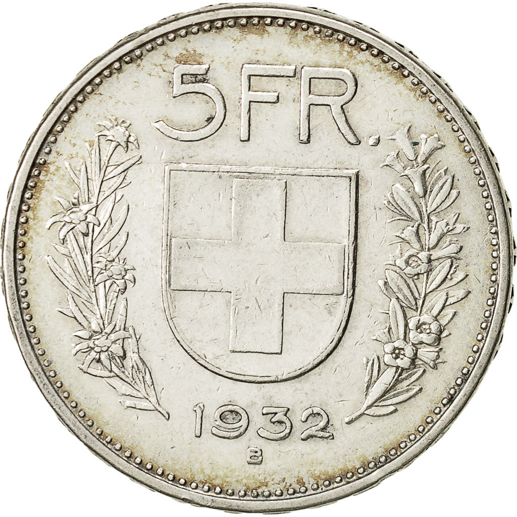 Svizzera, 5 Francs, 1932, Bern, MB, Argento, KM:40