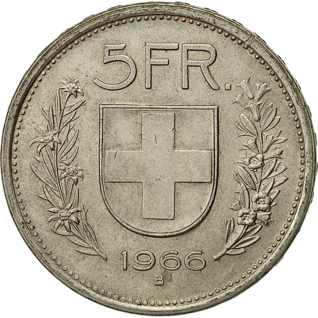 Svizzera, 5 Francs, 1966, Bern, BB+, Argento, KM:40
