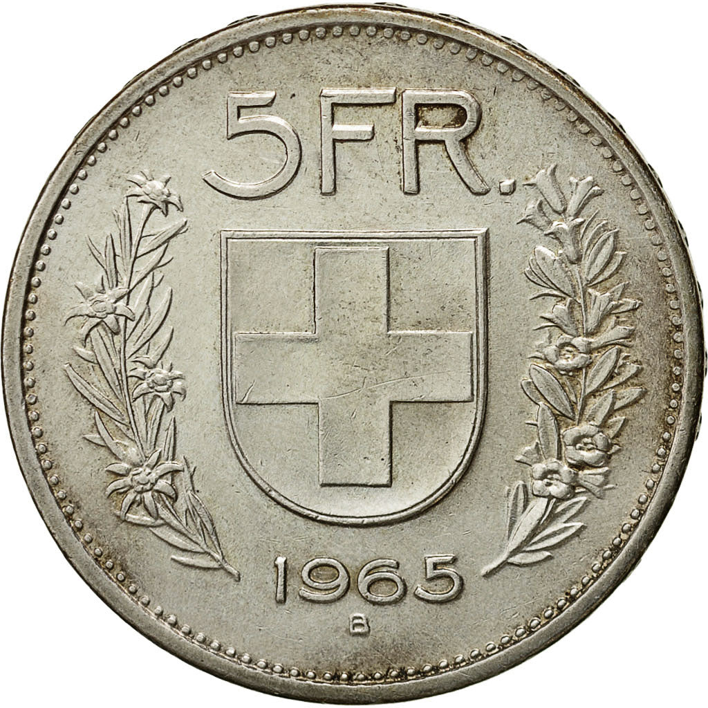 Switzerland, 5 Francs, 1965, Bern, AU(50-53), Silver, KM:40