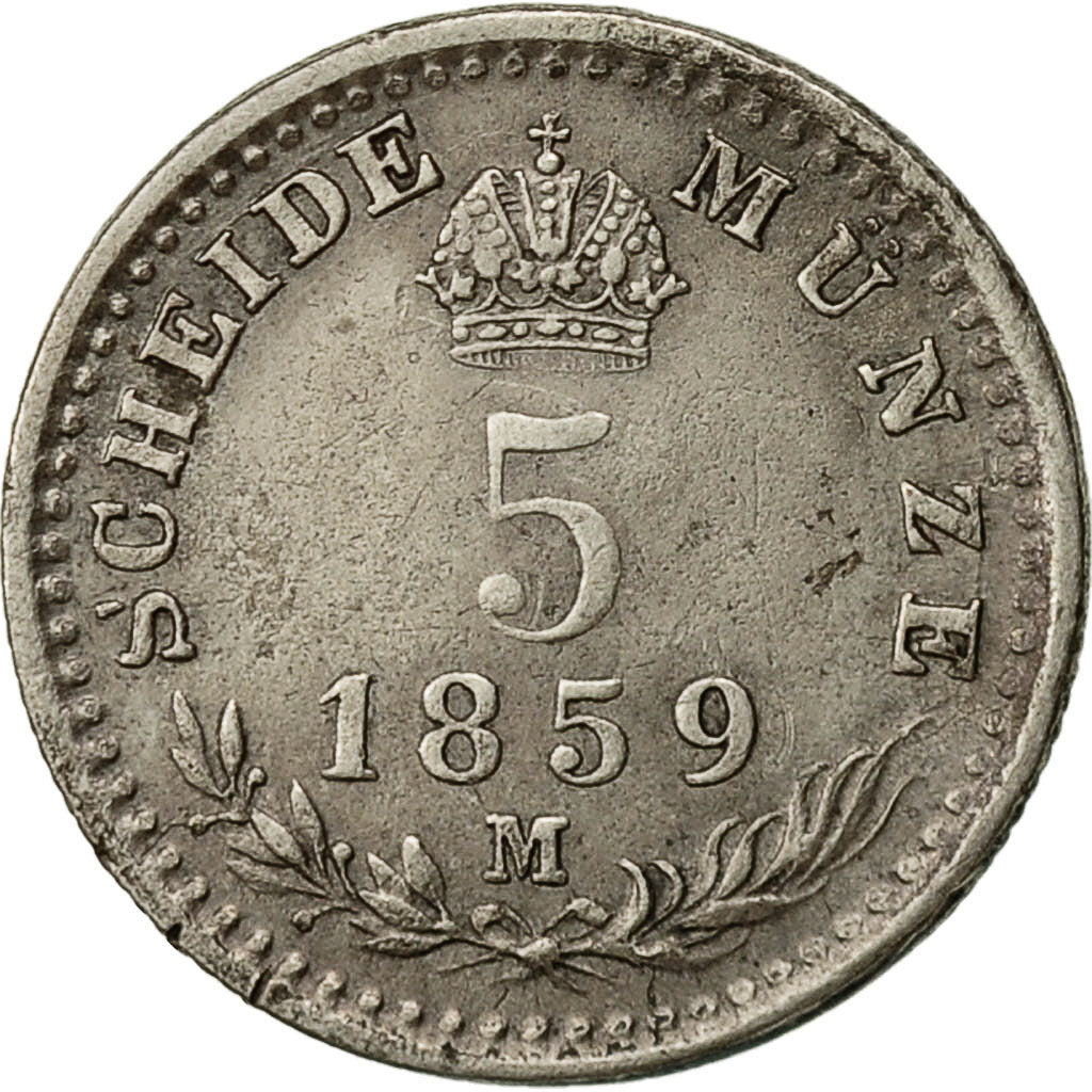 Austria, Franz Joseph I, 5 Kreuzer, 1859, BB, Argento, KM:2197