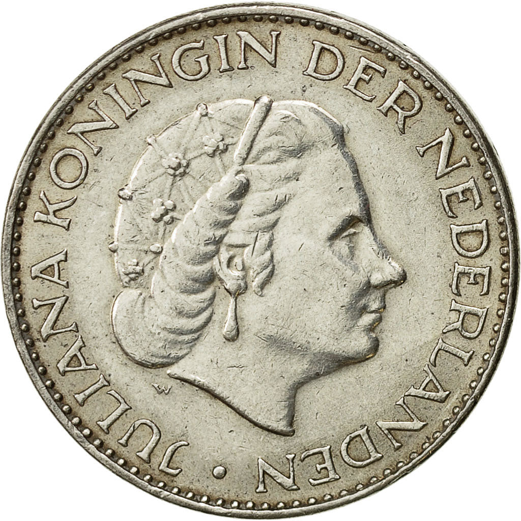 Paesi Bassi, Juliana, Gulden, 1964, BB+, Argento, KM:184