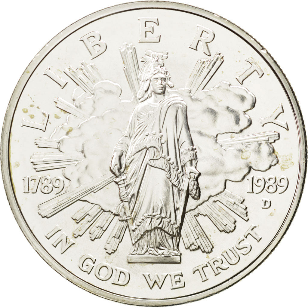 UNITED STATES, Dollar, 1989, U.S. Mint, KM #225, MS(63), Silver, 38.1, 26.98