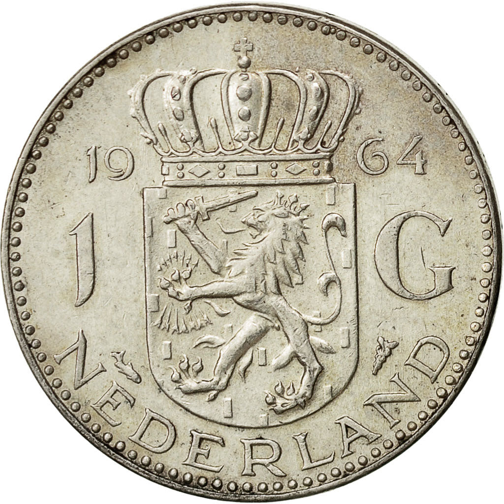Niederlande, Juliana, Gulden, 1964, SS+, Silber, KM:184