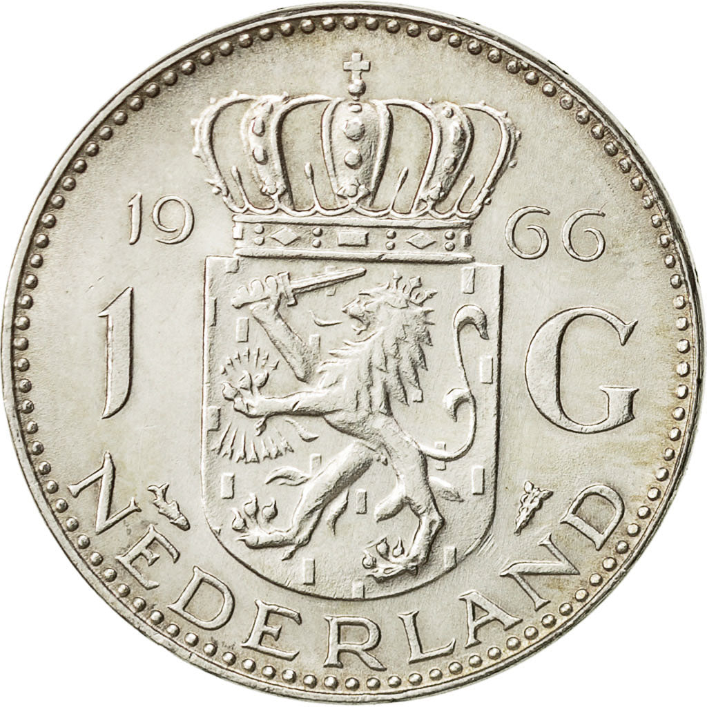 Niederlande, Juliana, Gulden, 1966, SS+, Silber, KM:184