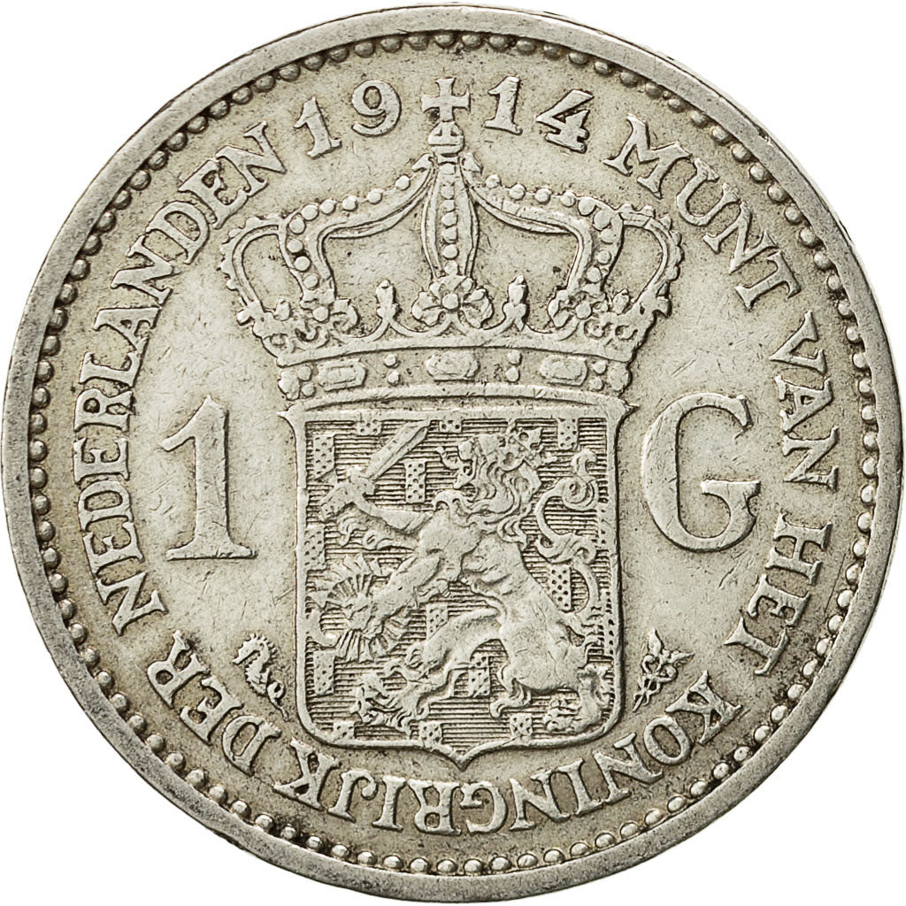 Paesi Bassi, Wilhelmina I, Gulden, 1914, BB, Argento, KM:148