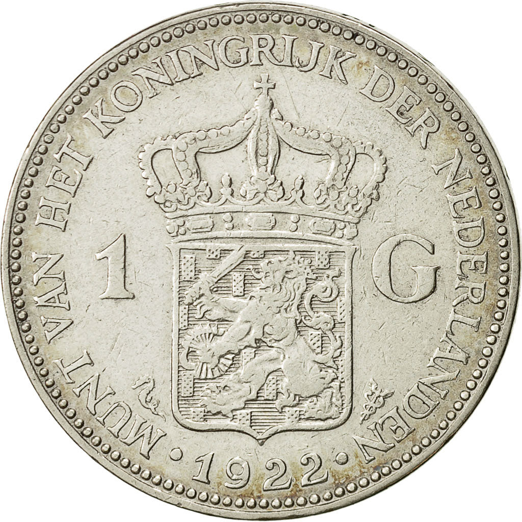 Niederlande, Wilhelmina I, Gulden, 1922, SS, Silber, KM:161.1