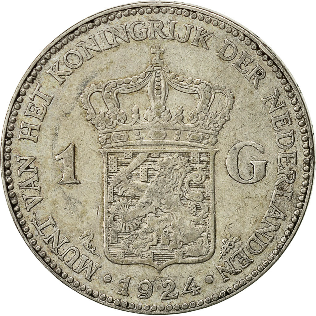 Paesi Bassi, Wilhelmina I, Gulden, 1924, BB, Argento, KM:161.1
