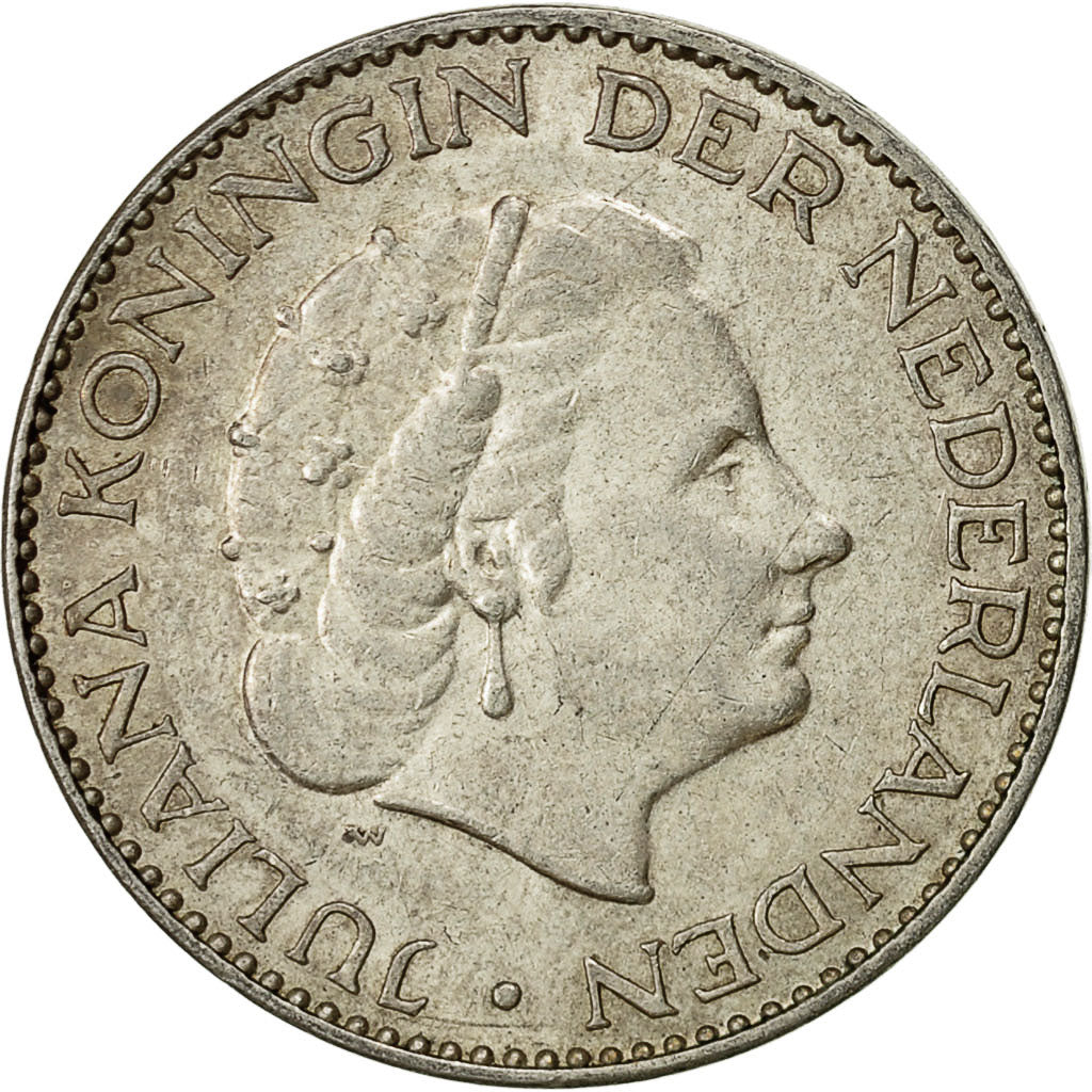 Niederlande, Juliana, Gulden, 1955, SS, Silber, KM:184