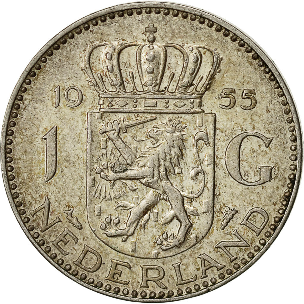 Niederlande, Juliana, Gulden, 1955, SS, Silber, KM:184