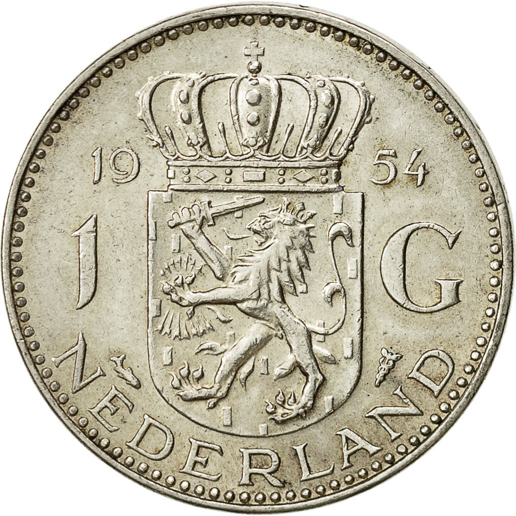 Niederlande, Juliana, Gulden, 1954, SS, Silber, KM:184