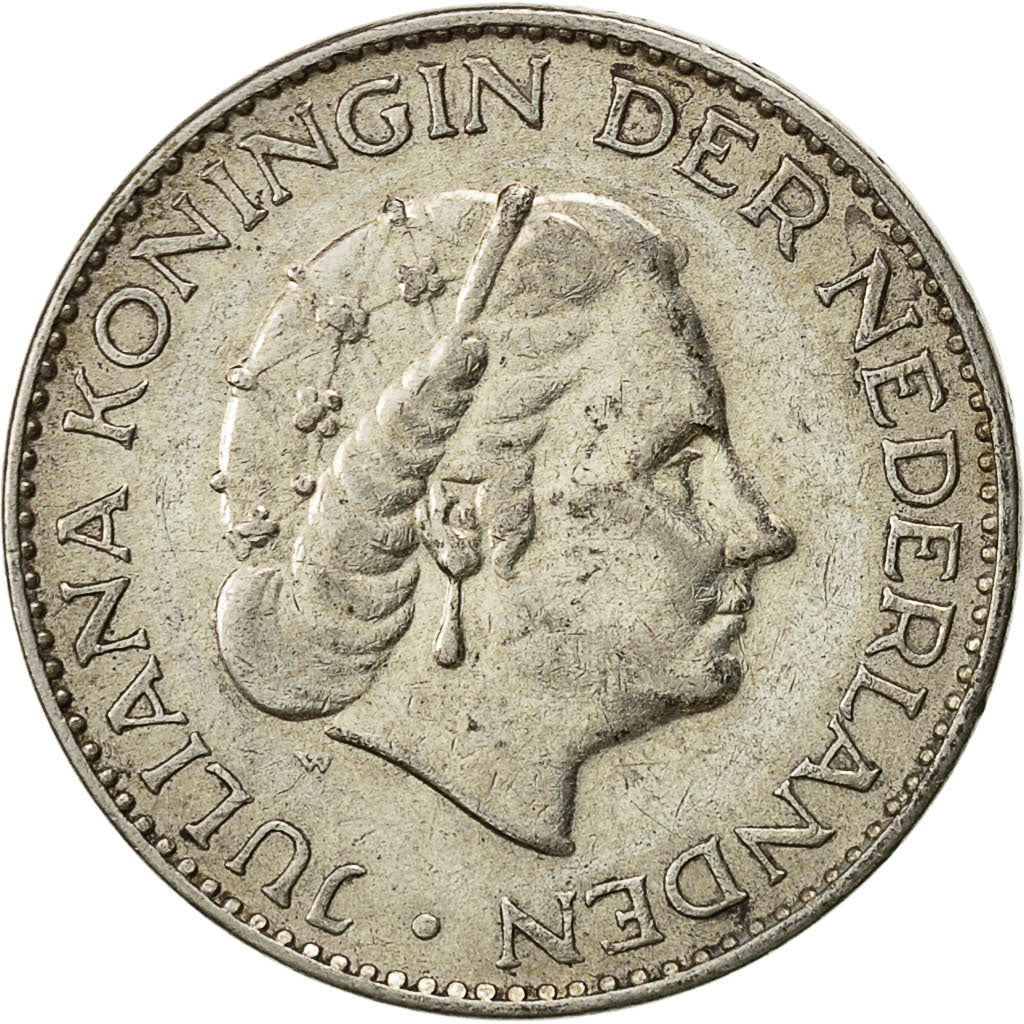 Paesi Bassi, Juliana, Gulden, 1958, BB, Argento, KM:184