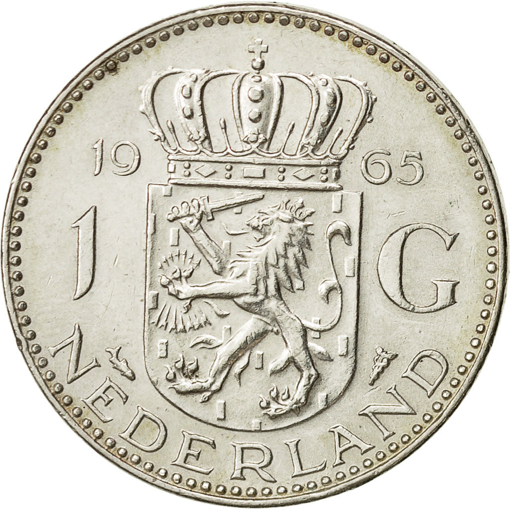 Niederlande, Juliana, Gulden, 1965, SS, Silber, KM:184