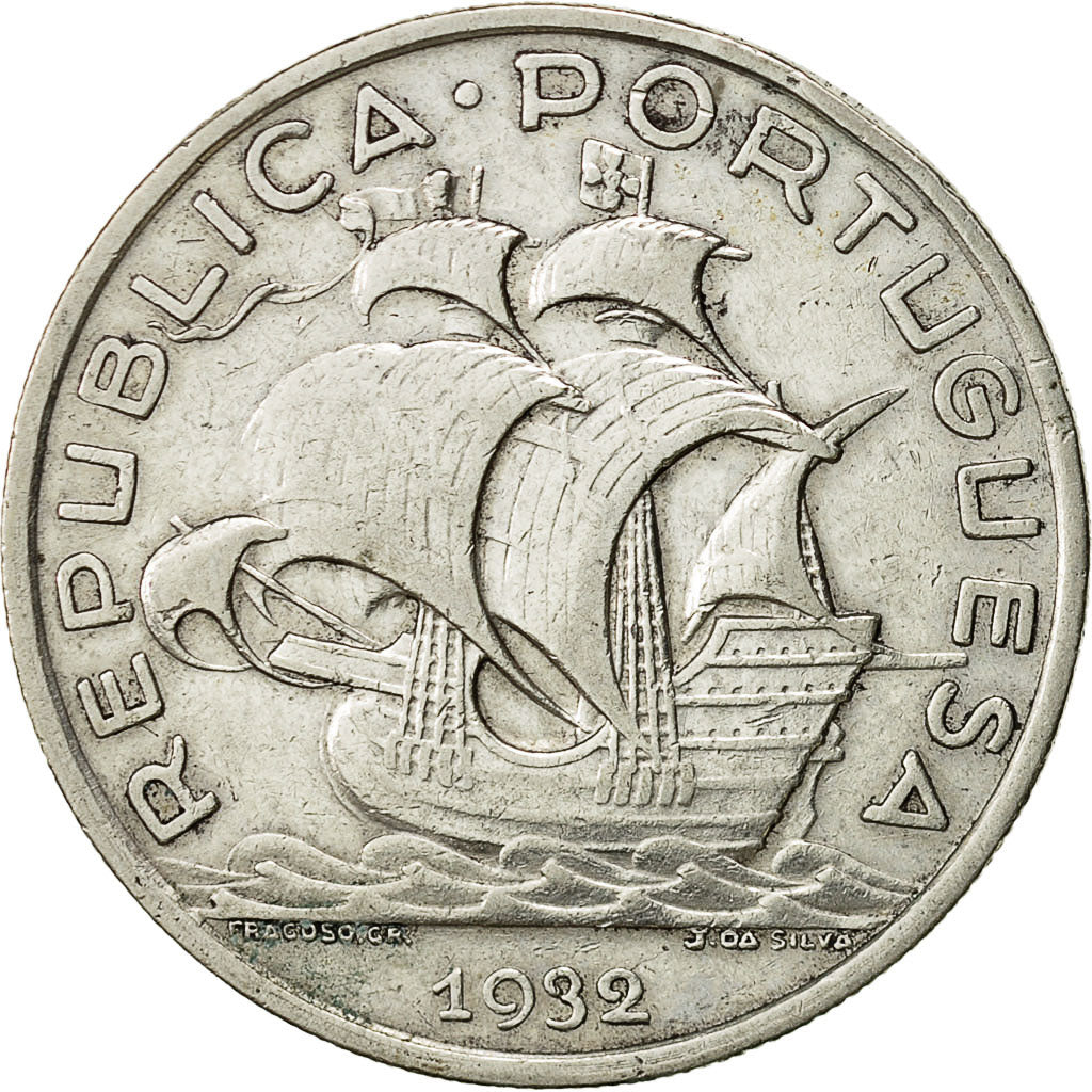 Portogallo, 10 Escudos, 1932, BB, Argento, KM:582